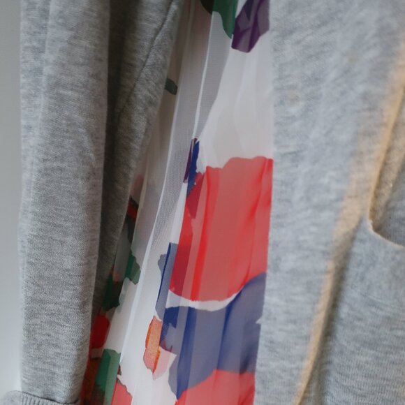 Women Sacai White Multicolor Floral Mixed Media Knit V-Neck Cardigan Sweater L - Picture 7 of 14